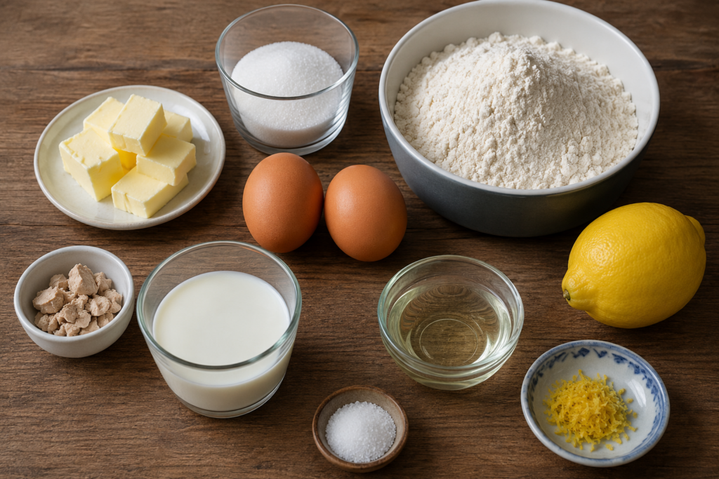 Ingredientes para preparar una masa casera