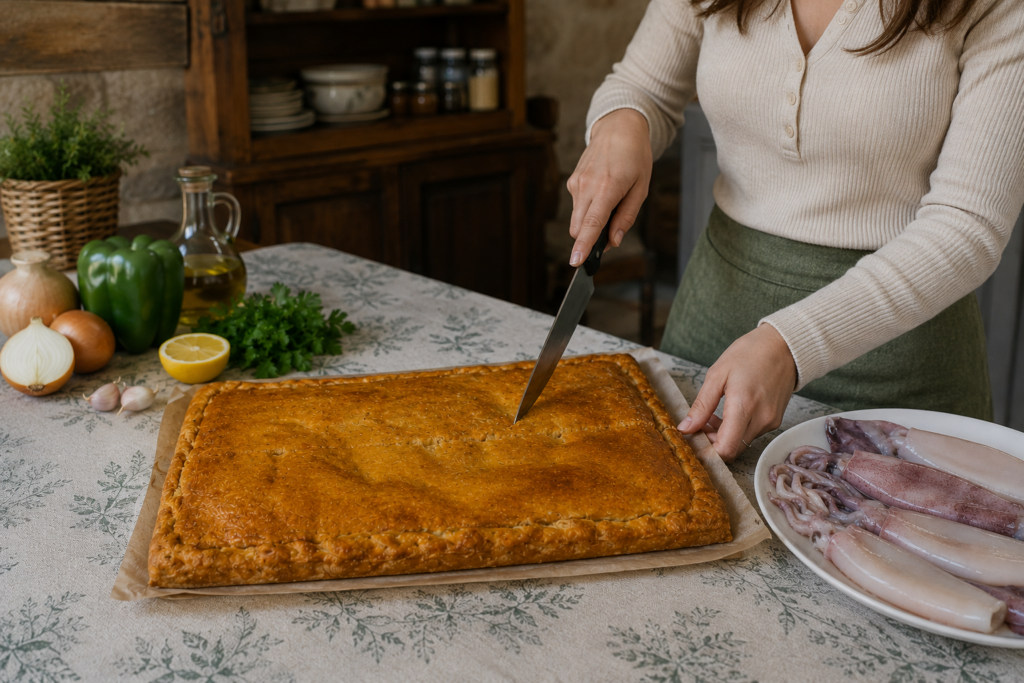 receta de empanada de calamares en su tinta