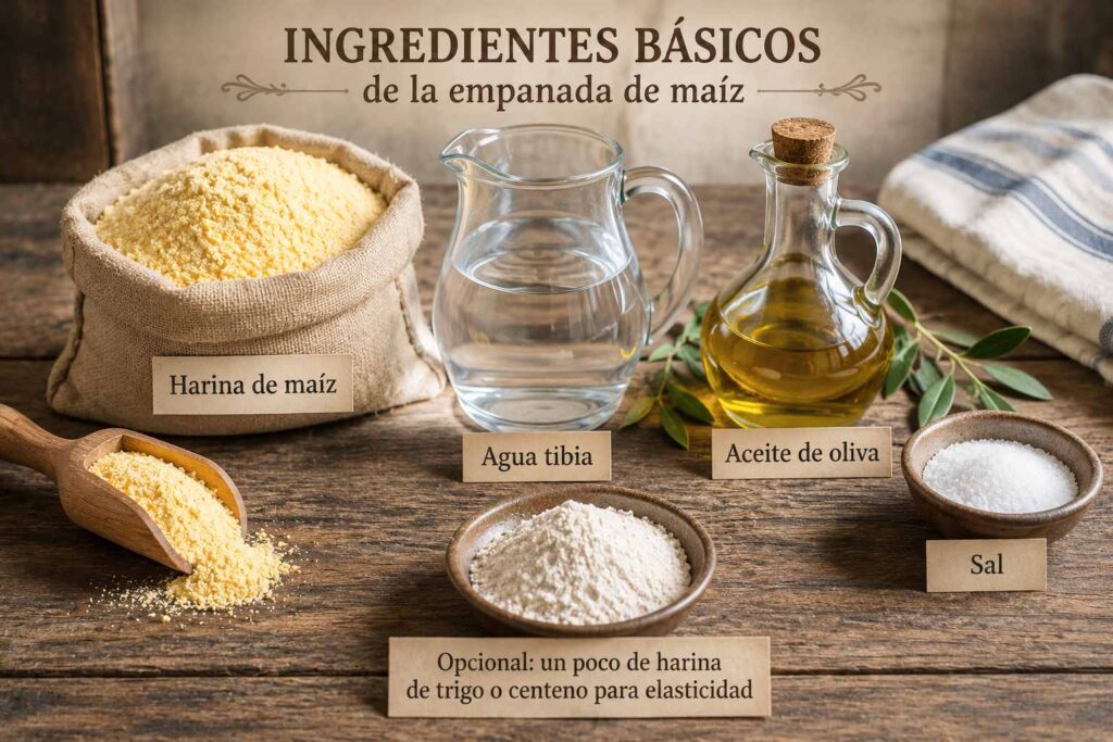 ingredientes para la empanadas de maíz