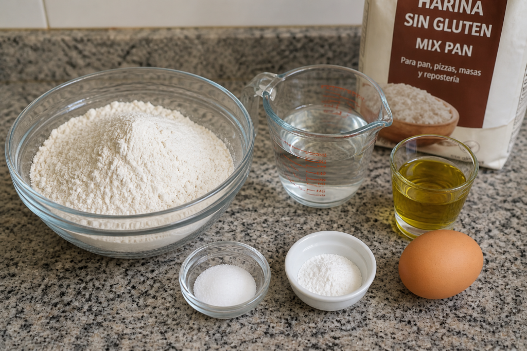 ingredientes para receta de masa de empanada sin gluten